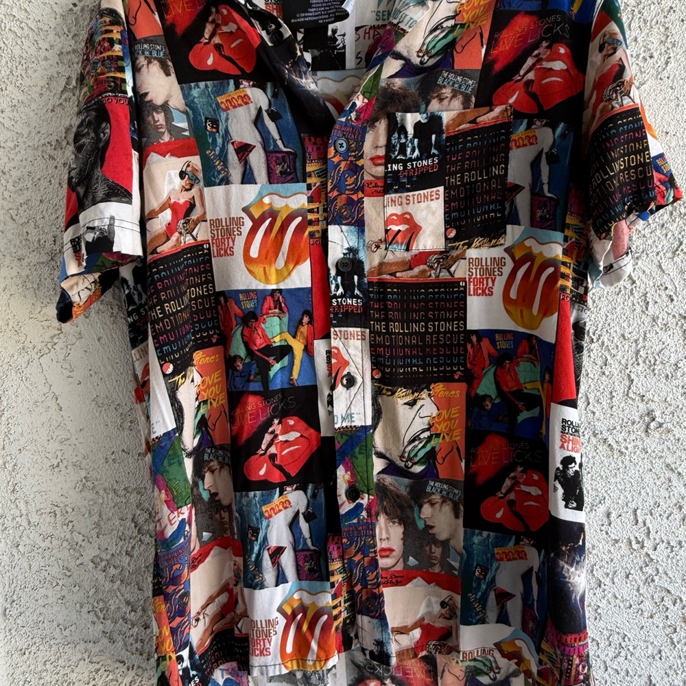 The Rolling Stones Collage Men's Shirt Size M- Red, Black, White